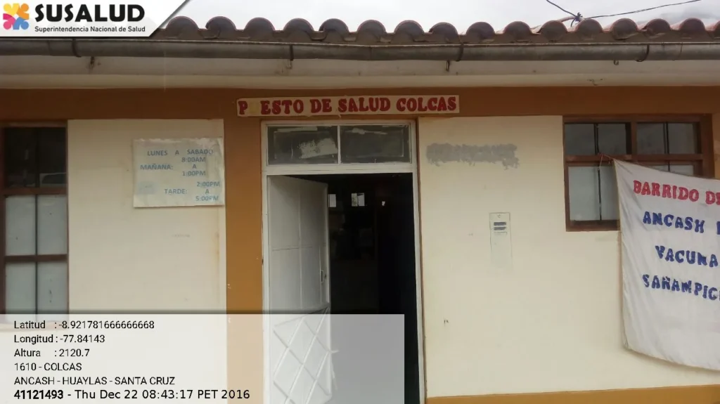 Puesto de Salud Colcas en Santa Cruz, Ancash
