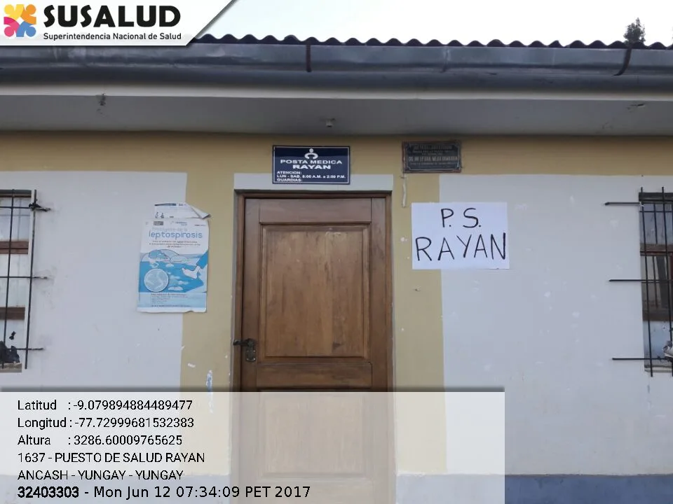 Puesto de Salud Rayan en Yungay, Ancash