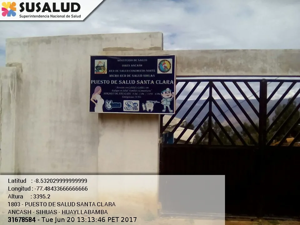 Puesto de Salud Santa Clara en Huayllabamba, Ancash