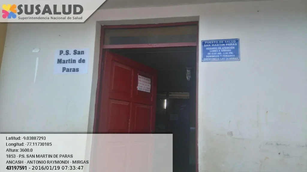 Puesto de Salud San Martin de Paras en Mirgas, Ancash
