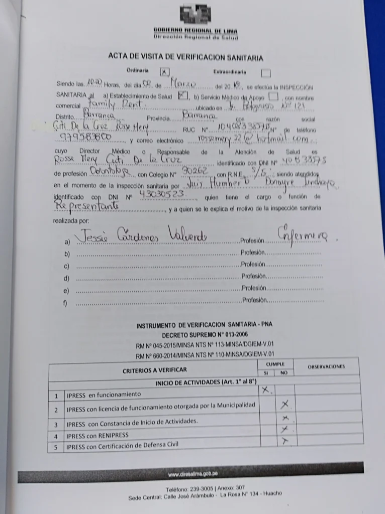 Servicios Médicos Pau/Gutiérrez en Chancay, Lima