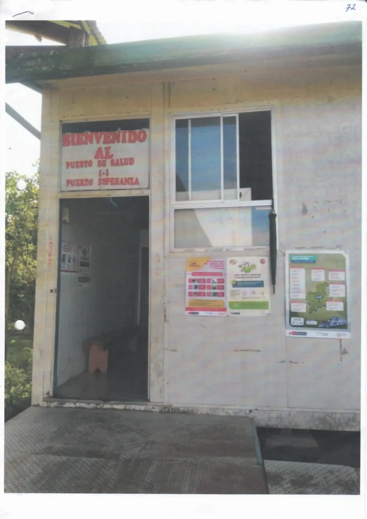 Puesto de Salud I-1 Puerto Esperanza en Pampa Hermosa, Loreto